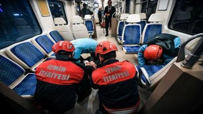 Menemen İZBAN İstasyonu’nda deprem ve kaza tatbikatı