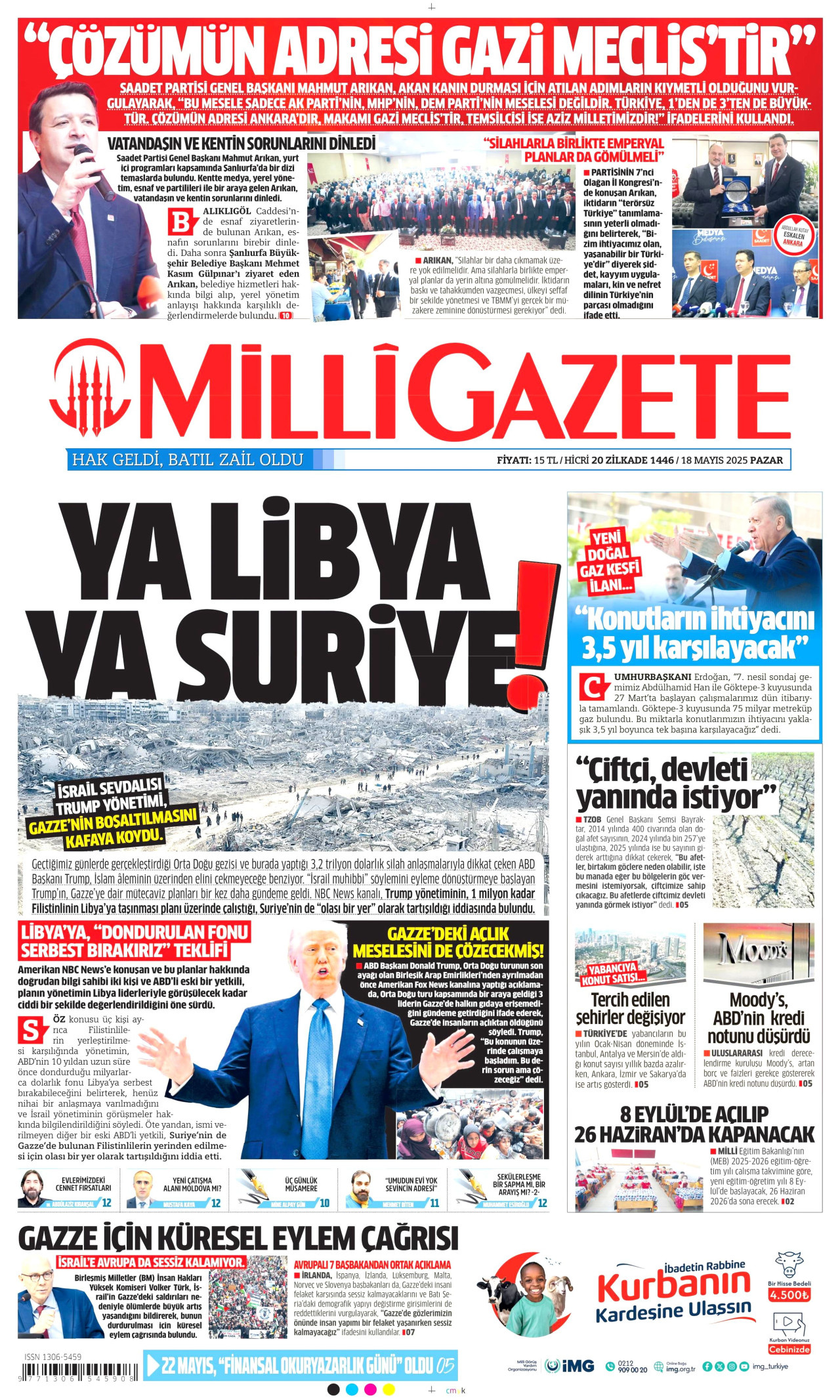 MİLLİ GAZETE Gazete Manşeti