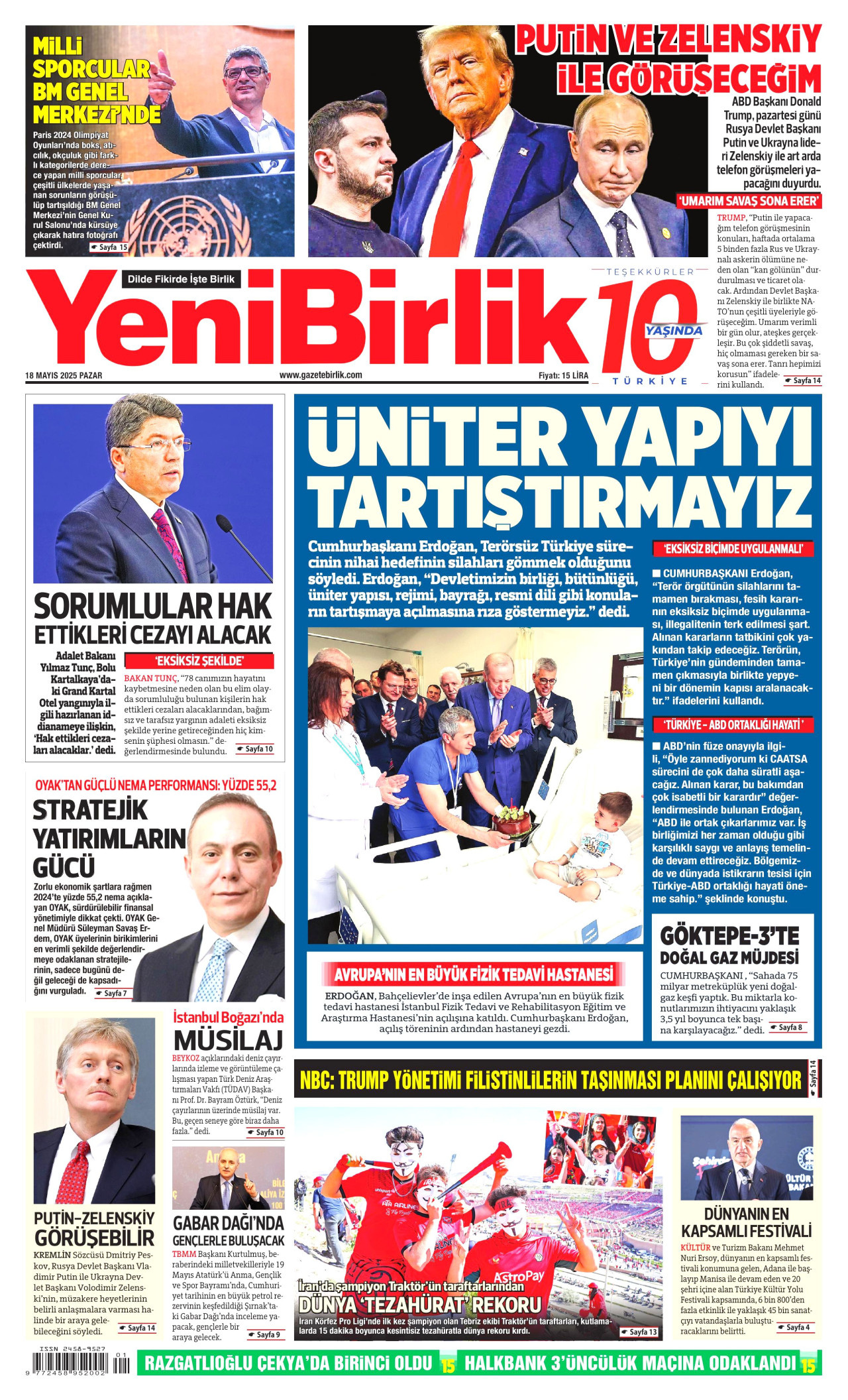 YENİBİRLİK Gazete Manşeti